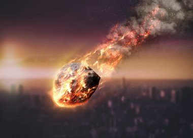Meteor glowing as it enters the Earths atmosphere clipart