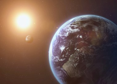 Shot of Earth taken from open space. Collage images provided by www.nasa.gov.