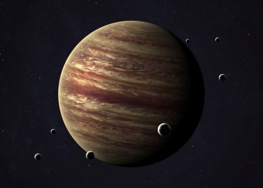 Shot of Jupiter taken from open space. Collage images provided by www.nasa.gov.