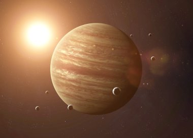 Shot of Jupiter taken from open space. Collage images provided by www.nasa.gov.