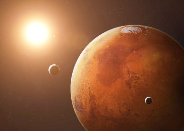 Shot of Mars taken from open space. Collage images provided by www.nasa.gov.