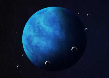 Shot of Neptune taken from open space. Collage images provided by www.nasa.gov.