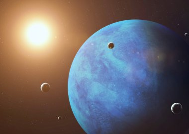 Shot of Neptune taken from open space. Collage images provided by www.nasa.gov.