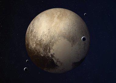 Shot of Pluto taken from open space. Collage images provided by www.nasa.gov.