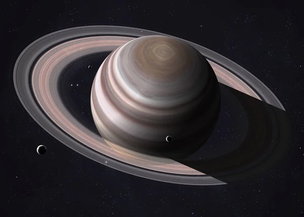 Saturns rings are shining with sunlight. Elements of this image furnished by NASA. — 图库照片