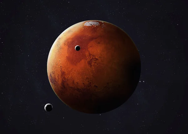 Shot of Mars taken from open space. Collage images provided by www.nasa.gov. — Stockfoto