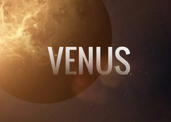 Venus inspiring inscription on the background of planet. Collage images from NASA. — Stock Photo, Image