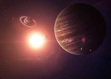 Jüpiter gösterilen tüm onlar güzellik uzaydan vurdu. Son derece ayrıntılı görüntü, NASA tarafından döşenmiş öğeler dahil olmak üzere. Diğer yönler ve gezegenler kullanılabilir.
