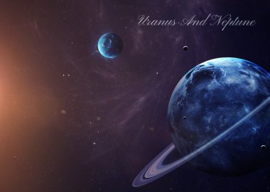 The Uranus with moons from space showing all they beauty. Extremely detailed image, including elements furnished by NASA. Other orientations and planets available.