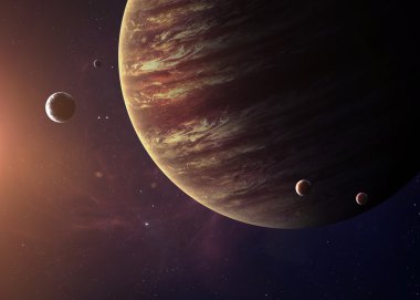 Jüpiter gösterilen tüm onlar güzellik uzaydan vurdu. Son derece ayrıntılı görüntü, NASA tarafından döşenmiş öğeler dahil olmak üzere. Diğer yönler ve gezegenler kullanılabilir.