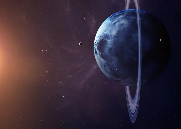 The Uranus with moons from space showing all they beauty. Extremely detailed image, including elements furnished by NASA. Other orientations and planets available.