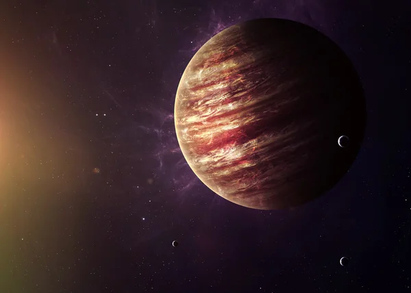 De Jupiter geschoten vanuit de ruimte waarin zij alle schoonheid. Zeer gedetailleerde afbeelding om, inclusief elementen ingericht door Nasa. Andere oriëntaties en planeten beschikbaar. — Stockfoto