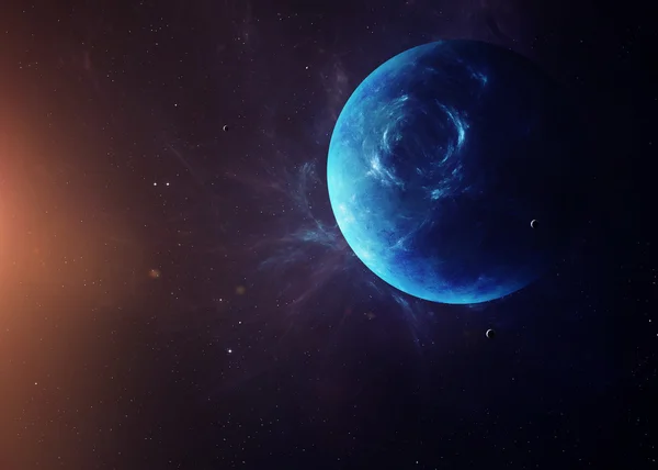 Le Neptune avec des lunes de l'espace montrant toute leur beauté. Image extrêmement détaillée, y compris des éléments fournis par la NASA. Autres orientations et planètes disponibles . Images De Stock Libres De Droits