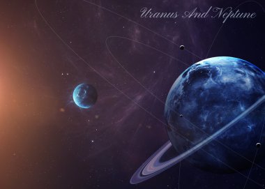 The Uranus with moons from space showing all they beauty. Extremely detailed image, including elements furnished by NASA. Other orientations and planets available.