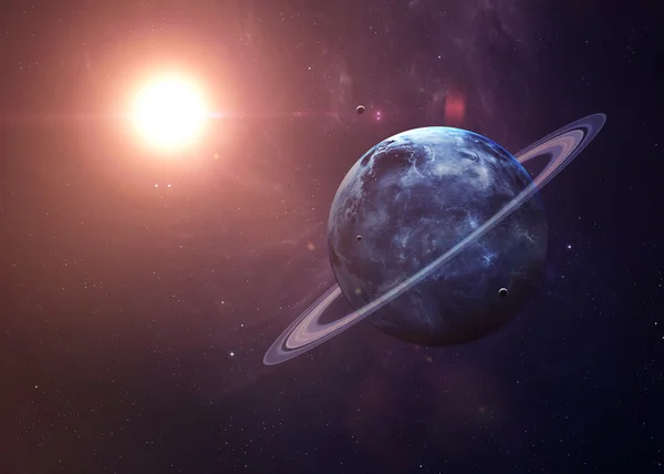 The Uranus with moons from space showing all they beauty. Extremely detailed image, including elements furnished by NASA. Other orientations and planets available.