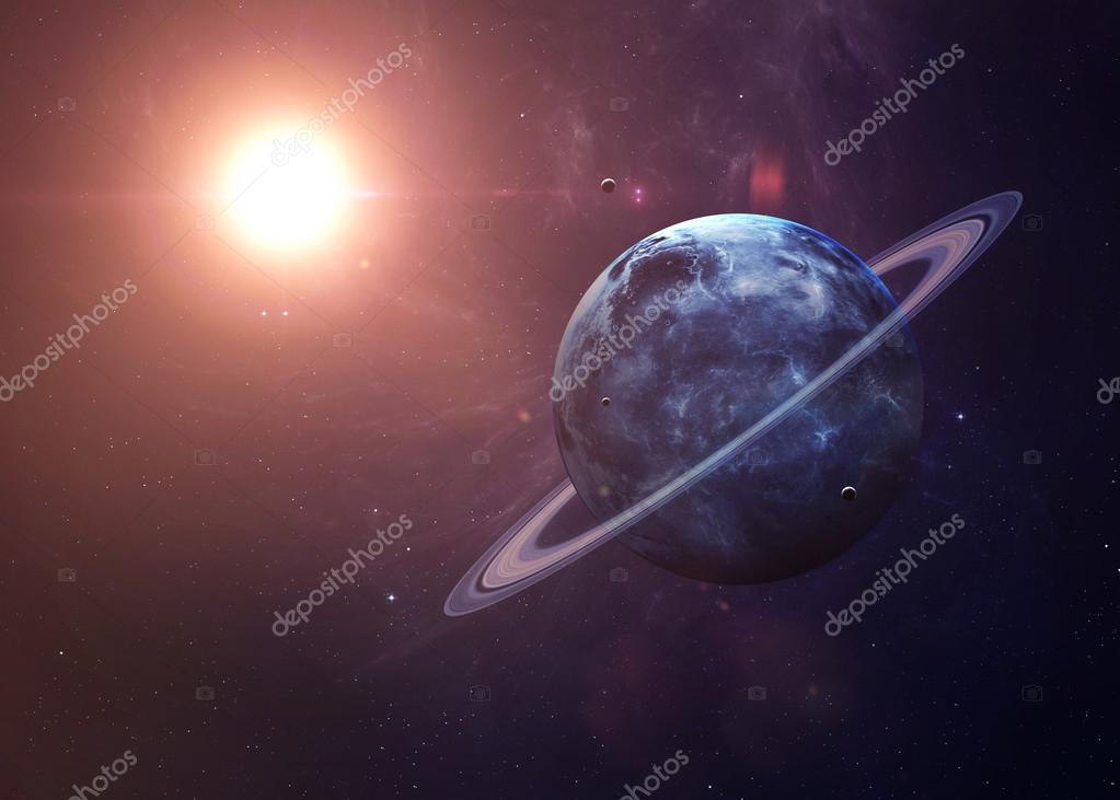 The Uranus with moons from space showing all they beauty. Extremely