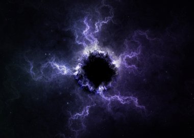 Uzayda kara delik. Bu görüntünün elementleri NASA tarafından desteklenmektedir