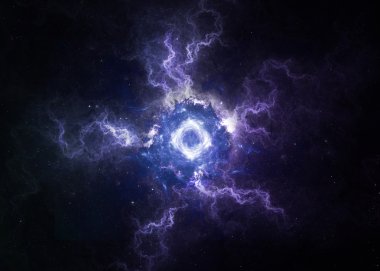 Uzayda kara delik. Bu görüntünün elementleri NASA tarafından desteklenmektedir