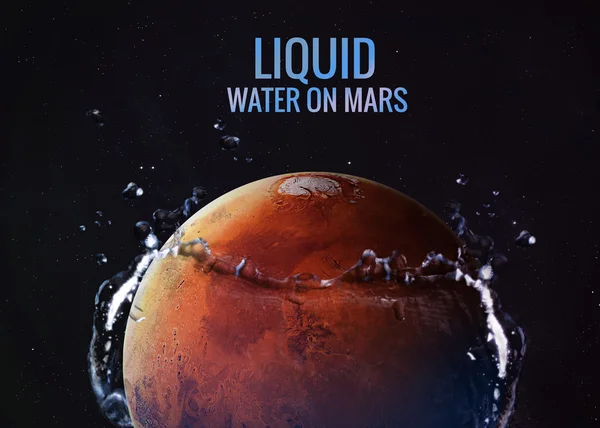 Entdeckte flüssiges Wasser auf dem Planeten Mars, große wissenschaftliche Entdeckung. Elemente dieses Bildes von der nasa — Stockfoto