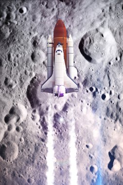 Space shuttle taking off on a mission. Elements of this image furnished by NASA clipart