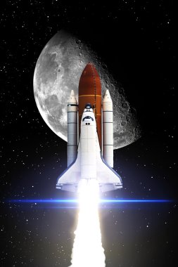 Uzay mekiği göreve çıkıyor. Bu görüntünün elementleri NASA tarafından desteklenmektedir