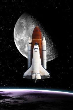 Uzay mekiği göreve çıkıyor. Bu görüntünün elementleri NASA tarafından desteklenmektedir