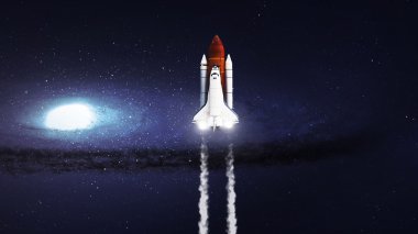 High resolution image of Space shuttle taking off on mission. Elements furnished by NASA