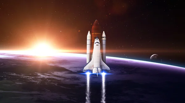 Space shuttle pozostawiając ziemię - elementy tego obrazu urządzone przez NASA — Zdjęcie stockowe