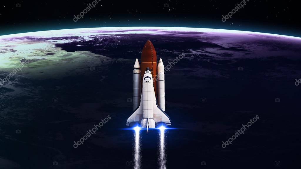 Space shuttle Leaving Earth - Elements of this Image Furnished By NASA  Stock Photo by ©Shad.off 87879312