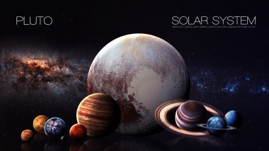Pluto - 5K resolution Infographic presents one of the solar system planet. This image elements furnished by NASA.