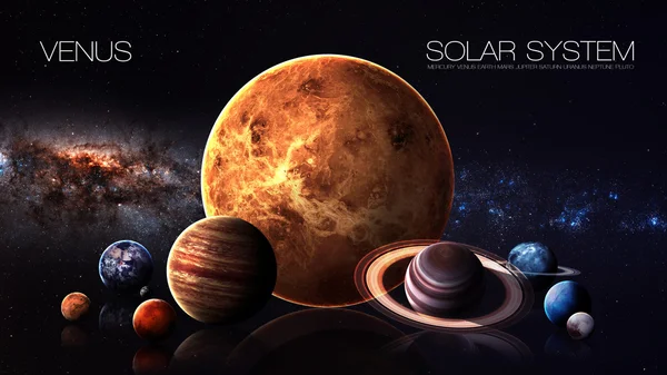 Venus - 5K resolution Infographic presents one of the solar system planet. This image elements furnished by NASA. — 스톡 사진