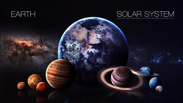 Земля - 5К разрешение Инфографика представляет одну из планет Солнечной системы. Элементы изображения предоставлены НАСА . — стоковое фото