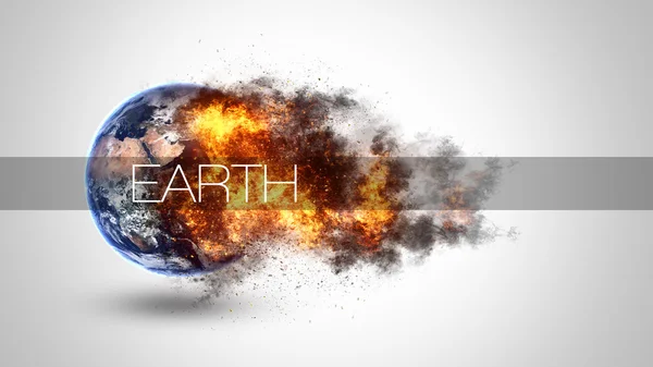 Abstract apocalyptic background - burning and exploding planet Earth. Elements of this image furnished by NASA — Stock Photo, Image