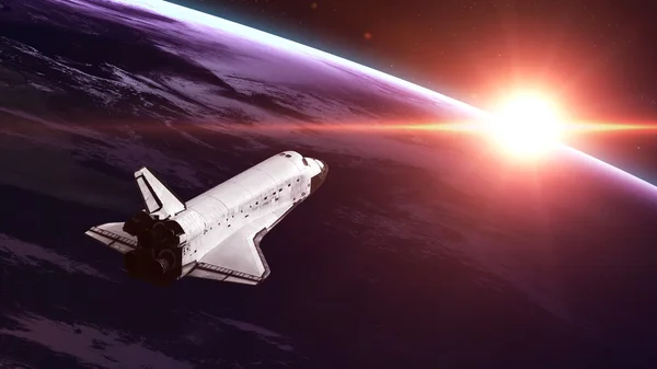 Ruimteshuttle vertrekt op een missie. Elementen van deze afbeelding geleverd door NASA — Stockfoto