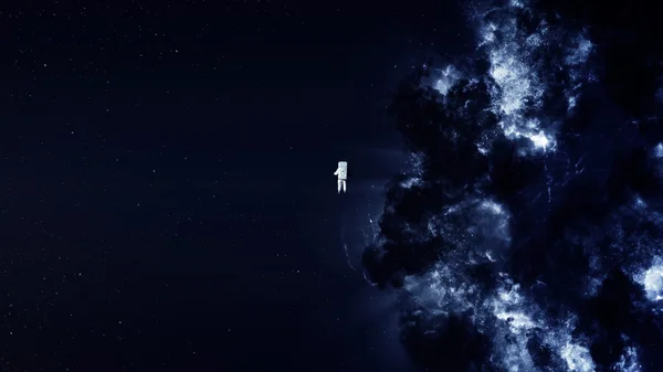 Astronaut alone in deep space. Elements of this image furnished by NASA — Stock Photo, Image