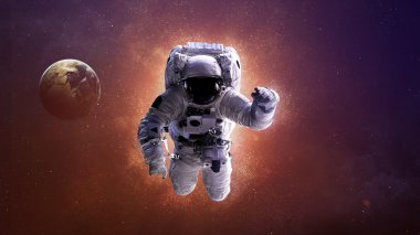 Uzayda bir astronot. Bu görüntünün elementleri NASA tarafından desteklenmektedir.