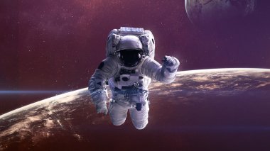 Uzayda bir astronot. Bu görüntünün elementleri NASA tarafından desteklenmektedir.