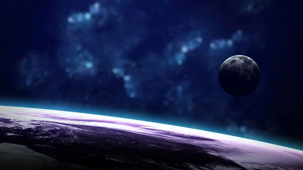 Висока роздільна здатність Планета Земля подання. Світ земної кулі з космосу у зоряне поле зазначенням місцевістю і хмари. Елементи цього зображення оформлені НАСА — стокове фото