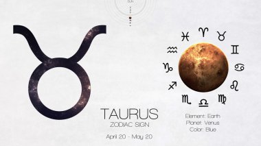 Zodiac sign - Taurus. Cool astrologic infographics. Elements of this image furnished by NASA