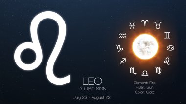 Zodiac sign - Leo. Cool astrologic infographics. Elements of this image furnished by NASA