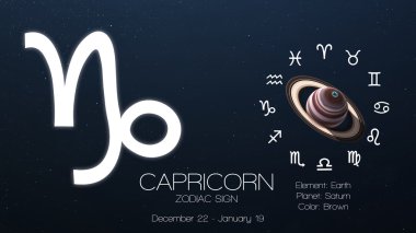 Zodiac sign - Capricorn. Cool astrologic infographics. Elements of this image furnished by NASA