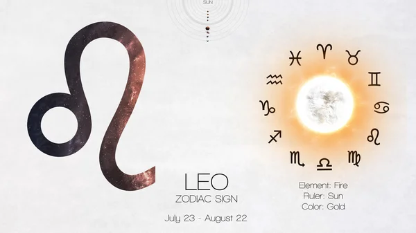 Segno di zodiaco - Leone. Infografica astrologica figa. Elementi di questa immagine forniti dalla NASA — Foto Stock