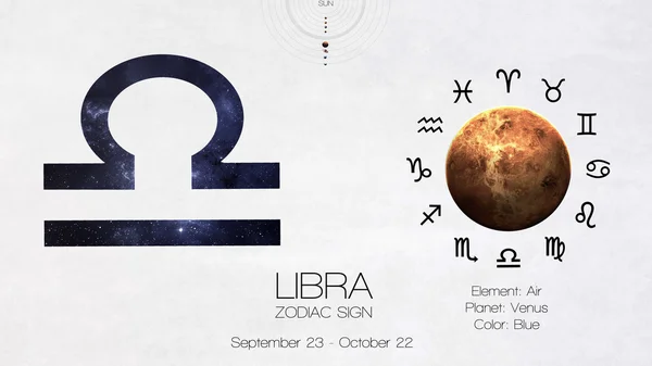 Signo del zodíaco - Libra. Infografías astrológicas geniales. Elementos de esta imagen proporcionados por la NASA —  Fotos de Stock