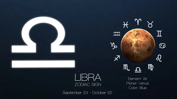 Zodiac sign - Libra. Cool astrologic infographics. Elements of this image furnished by NASA — Stockfoto