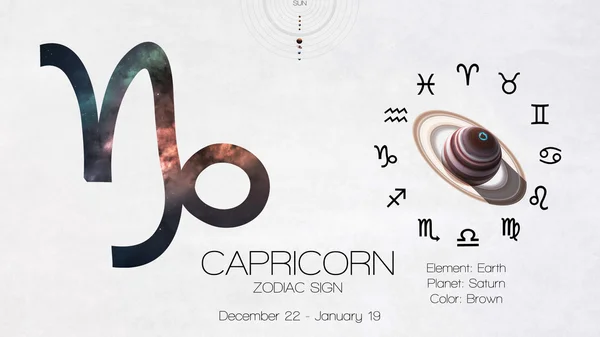 Zodiac sign - Capricorn. Cool astrologic infographics. Elements of this image furnished by NASA — Stock Fotó