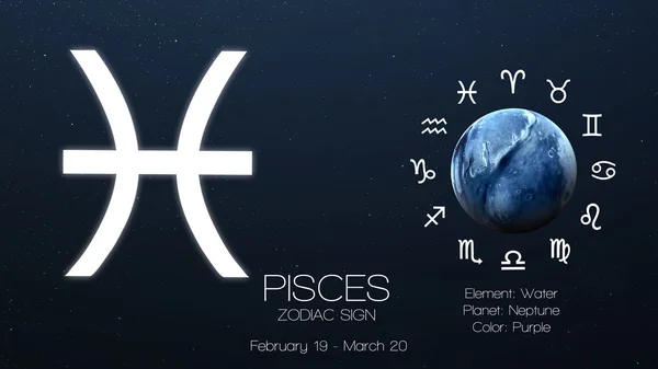 Zodiac sign - Pisces. Cool astrologic infographics. Elements of this image furnished by NAS