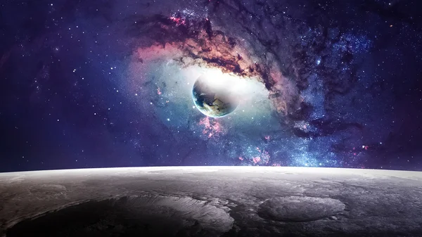 Universe scene with planets, stars and galaxies in outer space showing the beauty of space exploration. Elements furnished by NASA — Stock Photo, Image