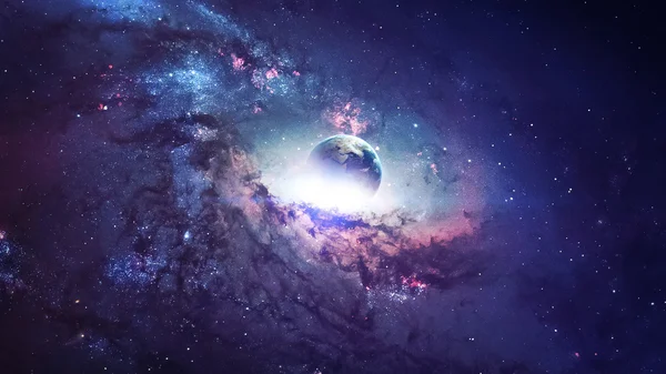 Universe scene with planets, stars and galaxies in outer space showing the beauty of space exploration. Elements furnished by NASA — Stock Photo, Image