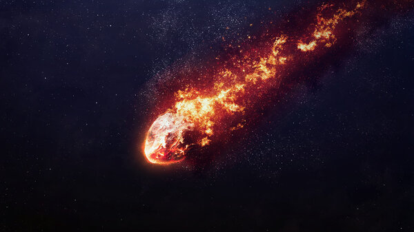 A Meteor glowing as it enters the Earths atmosphere. Elements of this image furnished by NASA