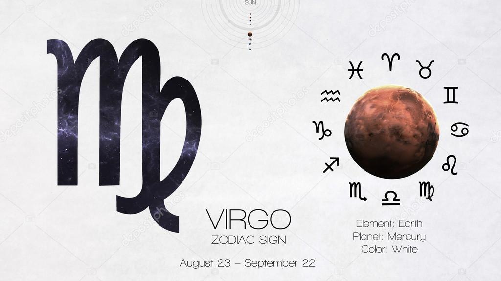 Zodiac sign - Virgo. Cool astrologic infographics. Elements of this image furnished by NASA